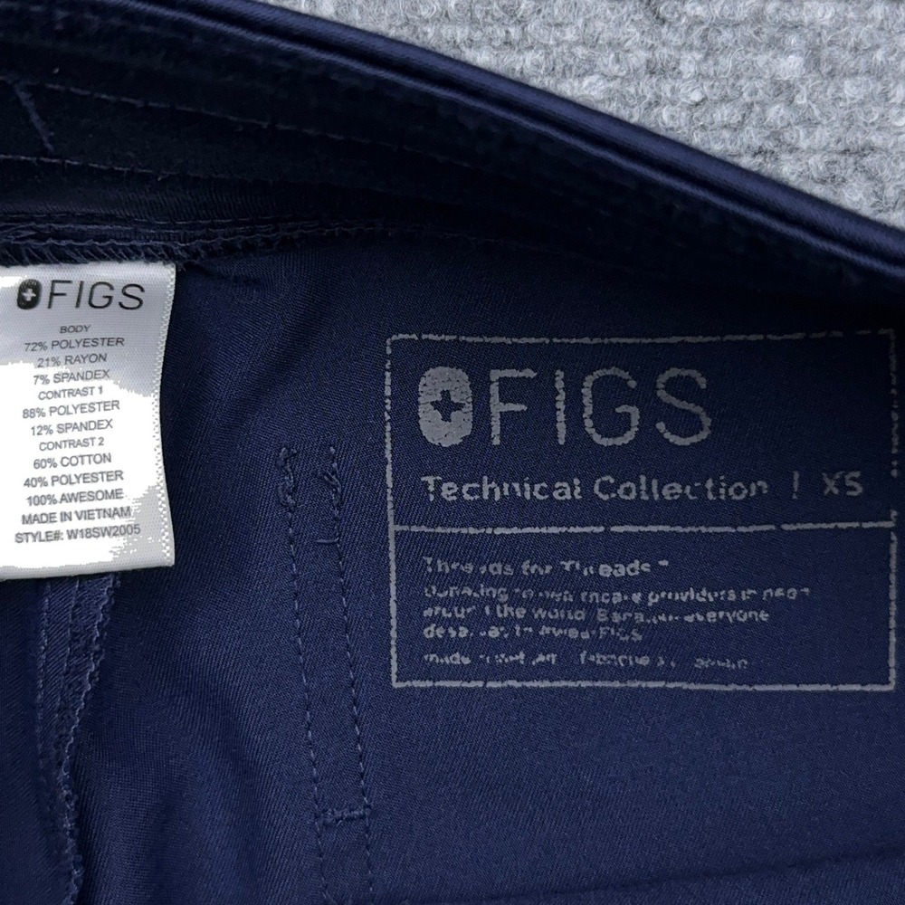 FIGS Zamora Jogger Scrub Pants Women's XS Navy Drawstring Cargo Pocket Mid-Rise - Picture 2 of 10